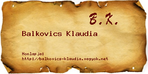Balkovics Klaudia névjegykártya